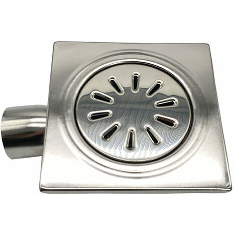 Duschablauf Badablauf 150x150 Mm DN50 Mit Edelstahlrost – Waagerechter Abgang, Polypropylen, K3-300 Kg Belastbar