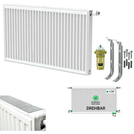 Belrad Universalheizkörper Kompakt Ventilheizkörper 6 Anschlüsse T22 600x1200-2078W