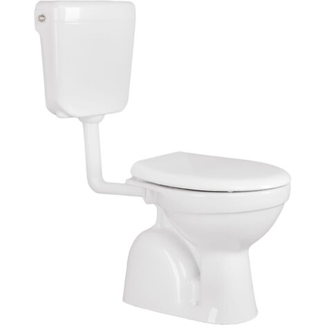 Belvit Dusch WC mit Bidet Funktion – Standtoilette aus Sanitärkeramik mit Taharet, Hygienedusche, senkrechtem Abgang, Spülkasten und Softclose WC-Deckel