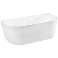 Aloni Halb-Freistehende Badewanne 170x80x60 Mittig Rundeck Acryl Weiß