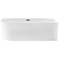 Aloni Halb-Freistehende Badewanne Eckwanne 180x80 Rechts Rundeck Acryl Weiß