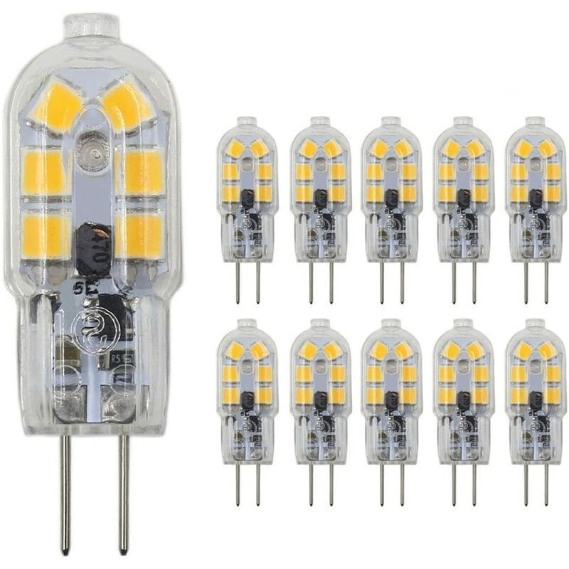 Ampoules LED G4 12V AC/DC Blanc Chaud 3000K 93LM,1.24 W/15-20W Halogène G4 Capsule de Remplacement à Deux Broches Type JC à Économie D'énergie,Non Variable Lumière 