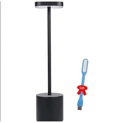 batterie au lithium Rechargeable 2 pièces Noir lampe de table extérieure étanche lampe de chevet en métal lampe de table sans fil lampe de table avec variateur 
