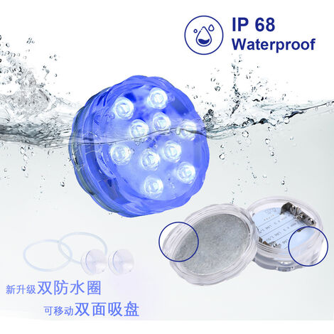 13 LED RVB Éclairage d'étang avec aimant Étanche IP68 4 pièces télécommande RF pour piscine Joycome Éclairage submersible pour piscine aquarium décoration intérieure base de vase 