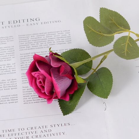 10 Pcs Roses Artificielles Fleurs En Soie Faux Tige Unique Rose Bud Bouqets  De Mariée Pour