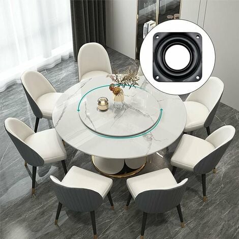 4 Pièces Lazy Plaque Pivotante Métal Plateau Tournant Support Rotatif à 360 Degrés, Pivotante à Roulement à Billes Porteurs pour Table Chaise Télévision Canapé Chaise