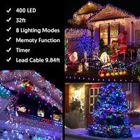 Led Icicle Lights Décorations de Noël extérieures s'allume 300LED Lumières de Noël Icicle, Guirlandes lumineuses extérieures pour fêtes, vacances, décorations de mariage (Multicolore)