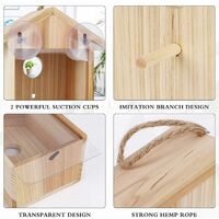 THSINDE Nichoir de fenêtre d'extérieur avec longe à ventouse solide - Nichoir d'extérieur en bois transparent, conception de nid d'oiseau transparent pour une observation facile, meilleur cadeau pour les enfants