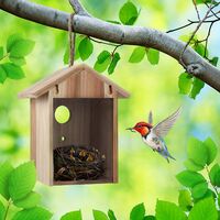 THSINDE Nichoir de fenêtre d'extérieur avec longe à ventouse solide - Nichoir d'extérieur en bois transparent, conception de nid d'oiseau transparent pour une observation facile, meilleur cadeau pour les enfants