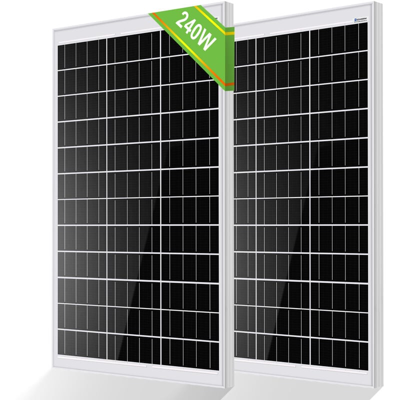 ECO-WORTHY Panel solar 240W Conector MC4 Carga de batería para fuera de la red Caravana Inicio