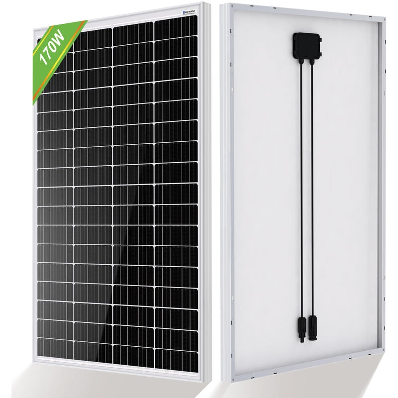 ECO-WORTHY Mono Panel solar 170W 18V Clase Carga de batería para Caravan Boat Home Off Grid