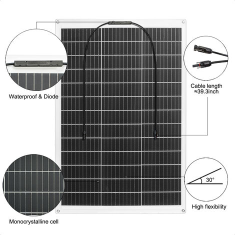 Kit Solar Placas Semiflexible SunPower 100W y Batería de Litio