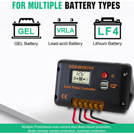  ECO-WORTHY Kit completo de inicio de panel solar de 200 vatios  y 12 V para RV fuera de la red con batería e inversor: paneles solares de  200 W+controlador de carga