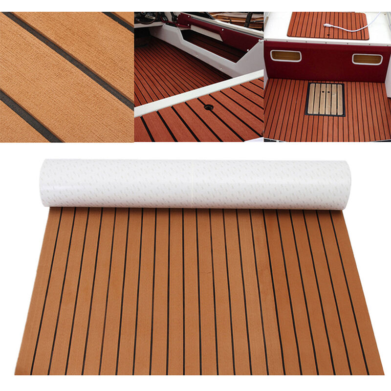 barco Lámina de teca de espuma de 90 x 240 cm teca sintética color marrón claro con espuma EVA de color blanco para teca yate suelo 