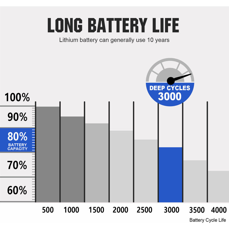 ECO-WORTHY Batteria al litio 12V 8Ah LiFePO4 ricaricabile con ciclo profondo  3000+ volte e protezione BMS per sistema solare, ecoscandaglio, passeggino,  barca, kit pannello solare, camper, roulotte