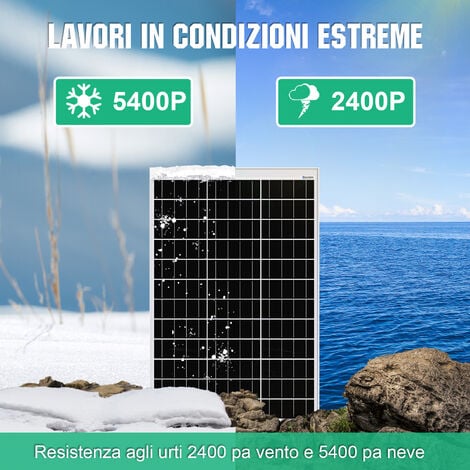 ECO-WORTHY Pannello solare 100W 12V monocristallino per caricare la  batteria della caravan.