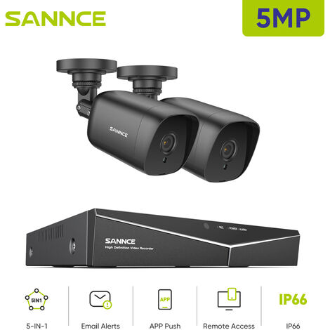 SANNCE 8CH Kit di videosorveglianza 5MN DVR 2×5MP Telecamera IR Visione notturna Impermeabile IP66 Sistema di telecamere di sicurezza con accesso remoto