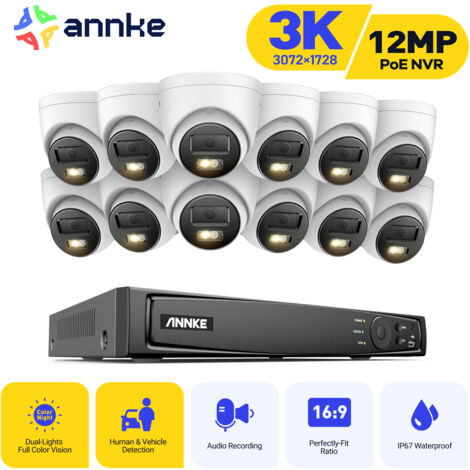 ANNKE Telecamera Di Sorveglianza PoE Da 12 MP Per Esterni – Riconoscimento Persone E Veicoli, Visione Notturna A Colori, IP67, Fino A 512 GB SD