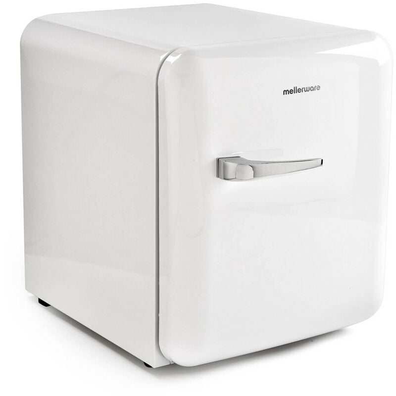 Mellerware - Mini refrigerador eléctrico Freezy! | Mini nevera 48 L | Eficiencia energética A+ | Frigorífico pequeño 50 cm alto | Apertura derecha | Compartimento latas y botellas | Blanco