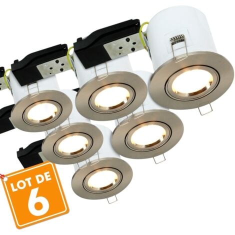 Set di 6 faretti orientabili in acciaio satinato BBC RT2012 + lampadine GU10