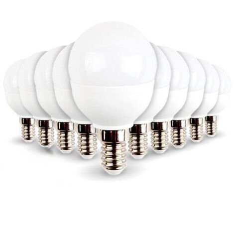 Confezione da 10 lampadine a LED E14 Mini Globe 5,5 W 470 lumen Eq 40W Température de Couleur: Bianco neutro 4000K