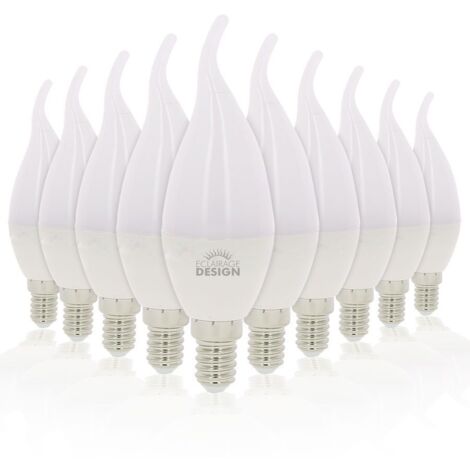 Lotto di 10 lampadine LED E14 Flame 6W Eq 40W  Température de Couleur: Bianco caldo 3000K