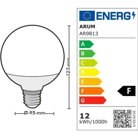 Lampadina a led 12W Eq 75W G95 E27 Globe Température de Couleur: Bianco  caldo 2700K