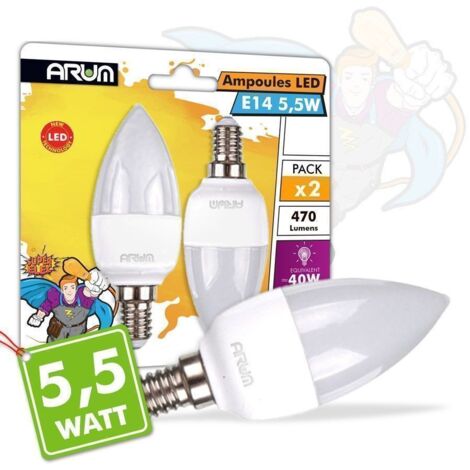Set di 2 lampadine a LED E14 C37  Température de Couleur: Bianco neutro 4000K