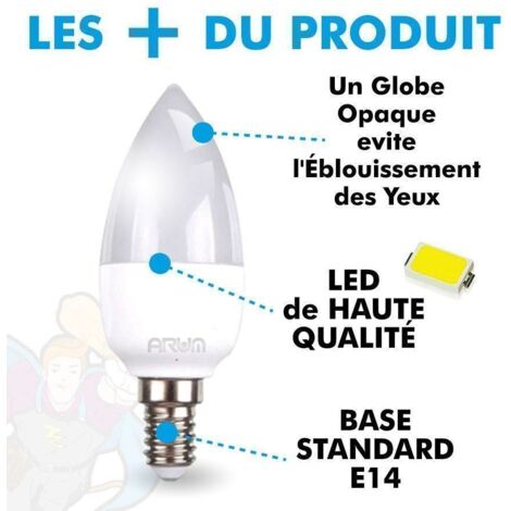 Set di 2 lampadine a LED E14 C37  Température de Couleur: Bianco neutro 4000K