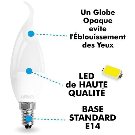 Lotto di 5 lampadine LED E14 Flame 6W Render 40W 420LM  Température de Couleur: Blanc Chaud 3000K