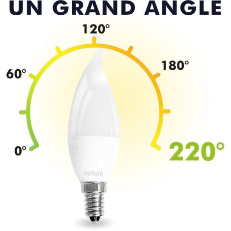 Lotto di 5 lampadine LED E14 Flame 6W Render 40W 420LM  Température de Couleur: Blanc Chaud 3000K