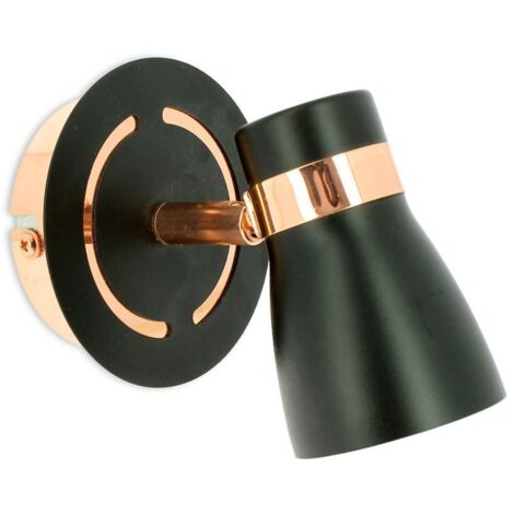 Lampada da parete HAMPTON 1 Spot GU10 Nero Opaco - Oro Rosa