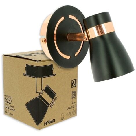 Lampada da parete HAMPTON 1 Spot GU10 Nero Opaco - Oro Rosa