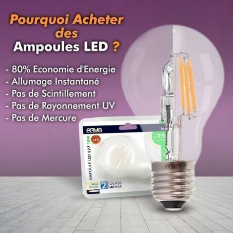 Lotto di 10 lampadine a LED E27 6W Filamento eq. 54W bianco caldo 2700K