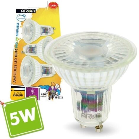 Set di 3 lampadine LED GU10 5W Dimmerabile 420 Lm Eq 50W Température de  Couleur: Blanc neutre 4000K