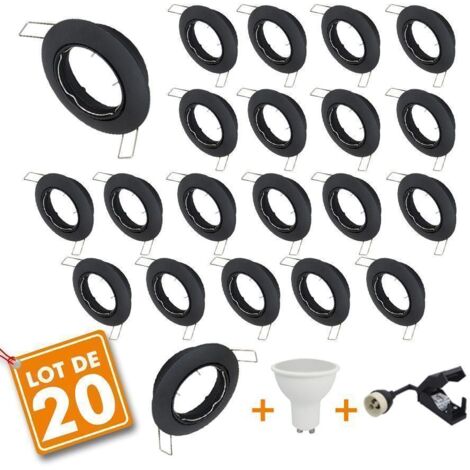 Set di 20 faretti LED ad incasso totale orientabili NERI con lampadina GU10  230V 5W Température