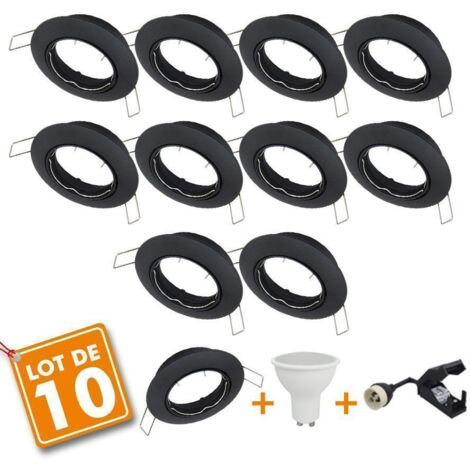 Set di 10 x Downlight nero orientabile completo LED 7W eq 60W Température  de Couleur: Blanc