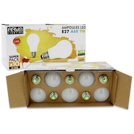 Set di 10 lampadine LED E27 8W eq 60W 806lm  Température de Couleur: 6000K bianco freddo