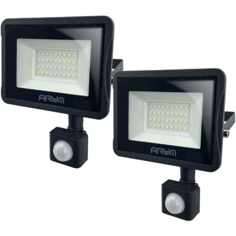 Set di 2 proiettori LED da 30W Rilevatore di movimento da esterno nero  Température de Couleur: Blanc neutre 4000K