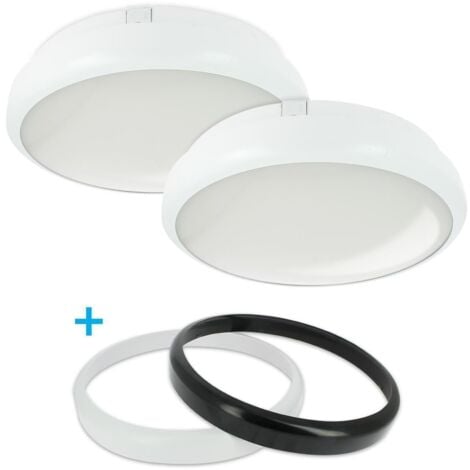 Set di 2 Grandi Oblò o Plafoniere KARA LED Esterno IP65 Rotondo 27W Eq  200Watt Température