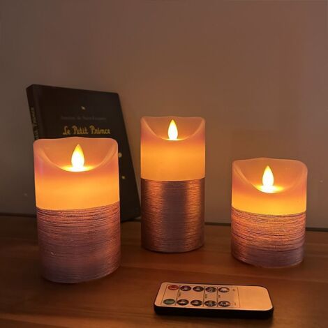 Set di 3 candele viola a fiamma tremolante bianco caldo con telecomando (1/4)