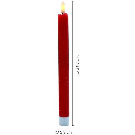 2 Candele fiamma 3D LED cera rossa