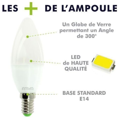Set di 10 lampadine LED a candela E14 5.5W Equivalente 40W 470LM ARUM  Température de Couleur: Bianco caldo 2700K