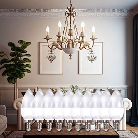 Set di 10 lampadine LED a candela E14 5.5W Equivalente 40W 470LM ARUM  Température de Couleur: Bianco neutro 4000K