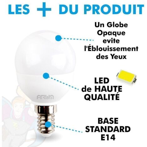 Set di 10 lampadine LED E14 P45 5.5W Eq 40W  Température de Couleur: Bianco neutro 4000K