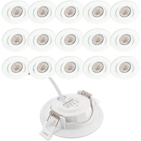 15 Faretti da incasso LED ASTURIA Orientabile 7W Eq. 75W Température de Couleur: Bianco caldo 3000K