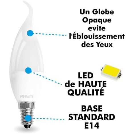 Set di 10 lampadine LED E14 Fiamma 5W Eq 40W  Température de Couleur: Bianco neutro 4000K