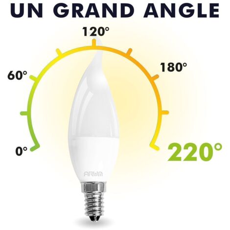 Set di 10 lampadine LED E14 Fiamma 5W Eq 40W  Température de Couleur: Bianco neutro 4000K