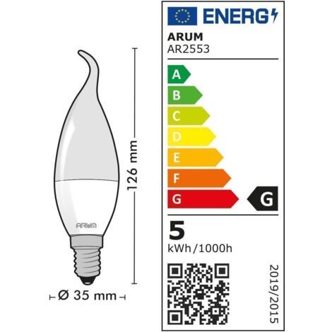 Set di 10 lampadine LED E14 Fiamma 5W Eq 40W  Température de Couleur: Bianco neutro 4000K