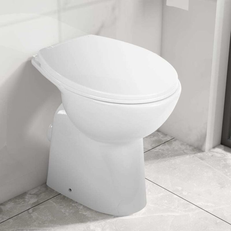 Topdeal - Hohe Spülrandlose Toilette Soft-Close 7 cm höher Keramik Weiß FF145779_DE